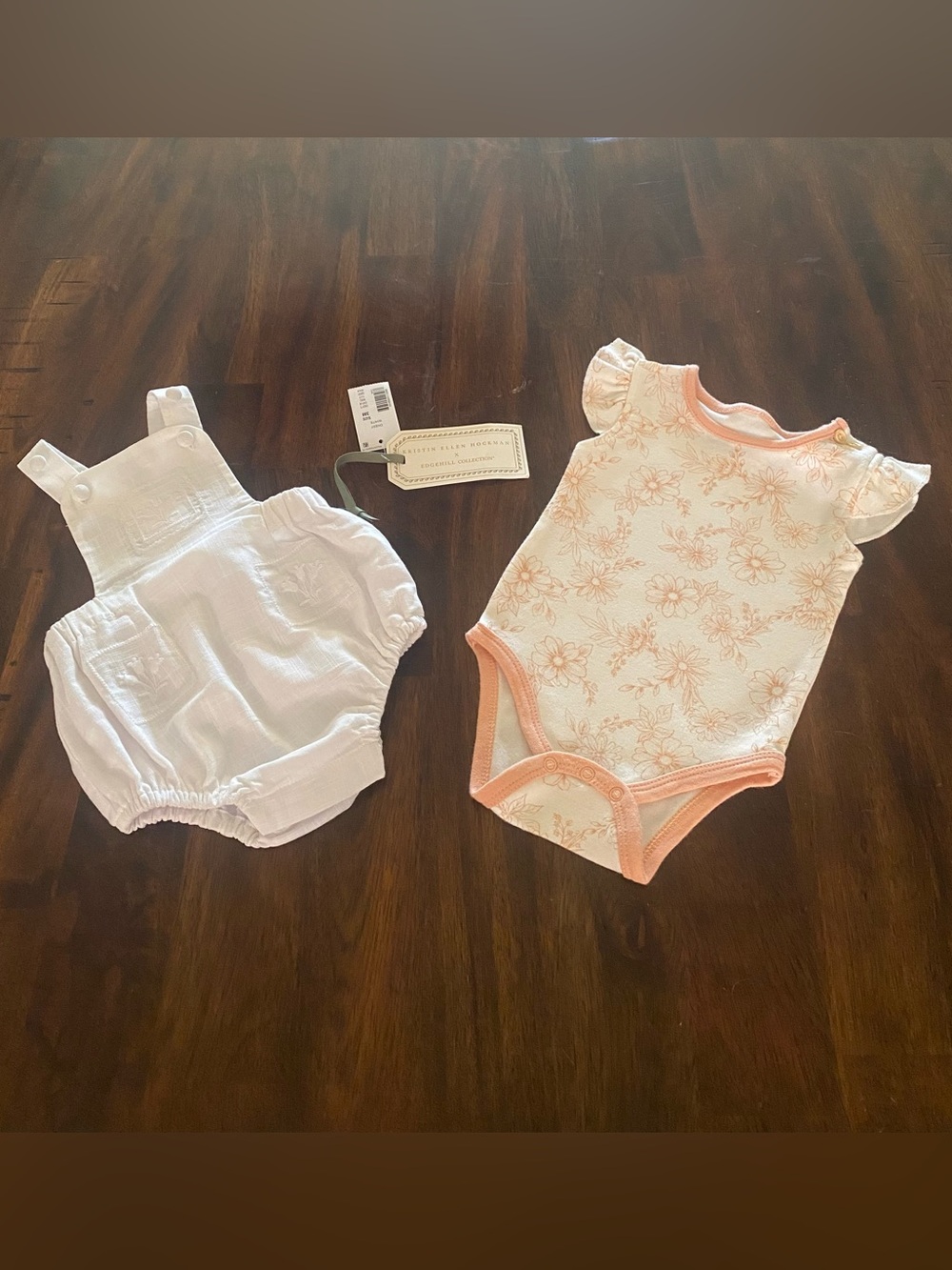 Edgehill Collection White and Soft Pink Floral Baby Matching Set